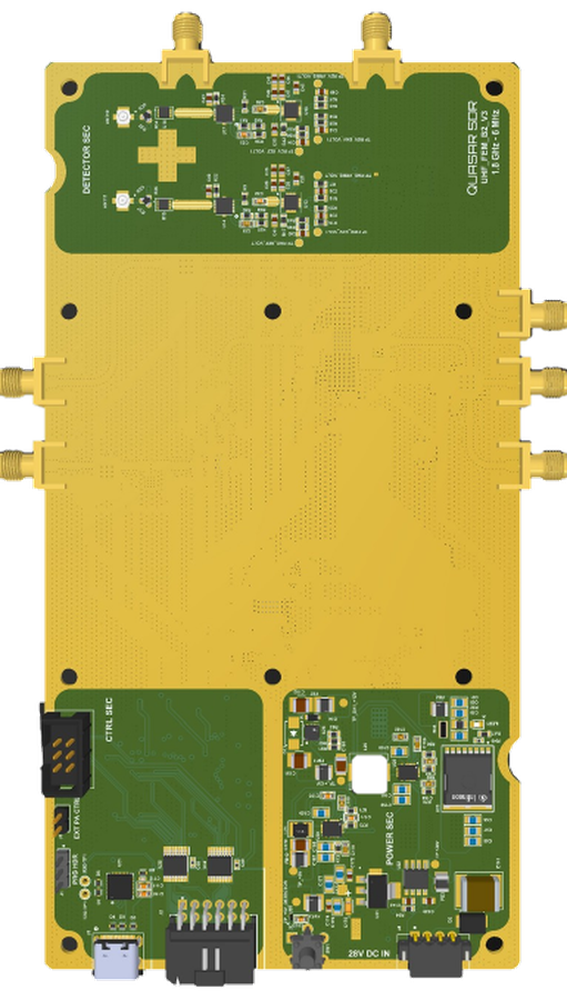B2 — Power Amplifier + Coupler + T/R Switch top-view PCB